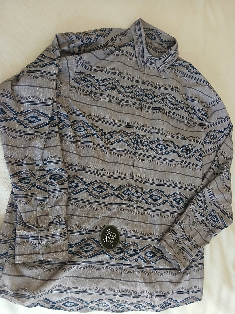 Ariat Tec  Gray Button-Down Casual Outdoor  Western Shirt